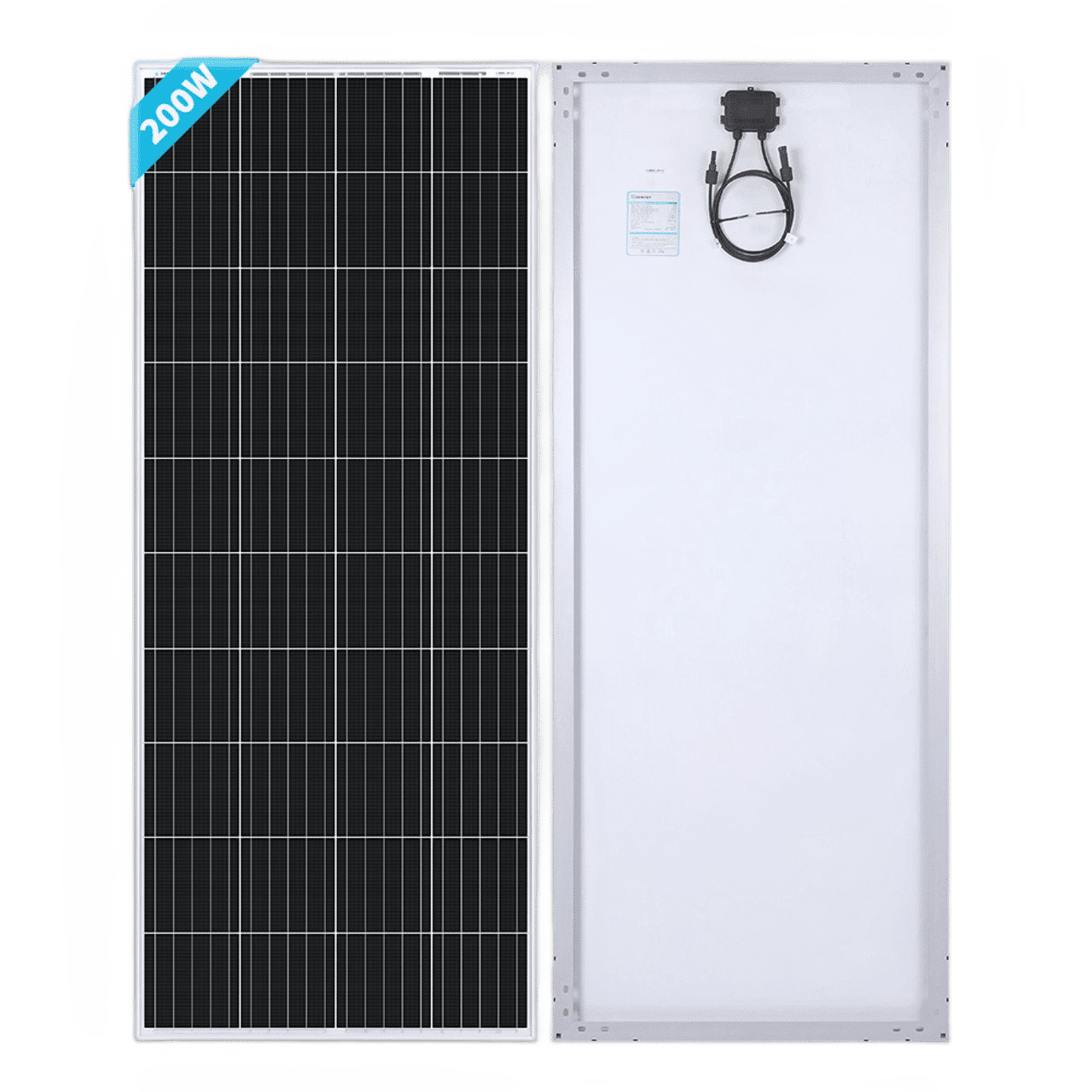 Renogy CORE 12V 200W rigid monocrystalline solar panel front and rear, supplied by 4Matt Campers in Cape Town, Western Cape