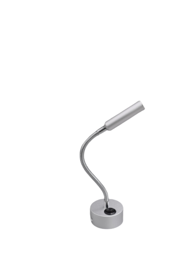 Lumeno silver 12V goose neck reading light with 15cm flexible arm and on/off switch