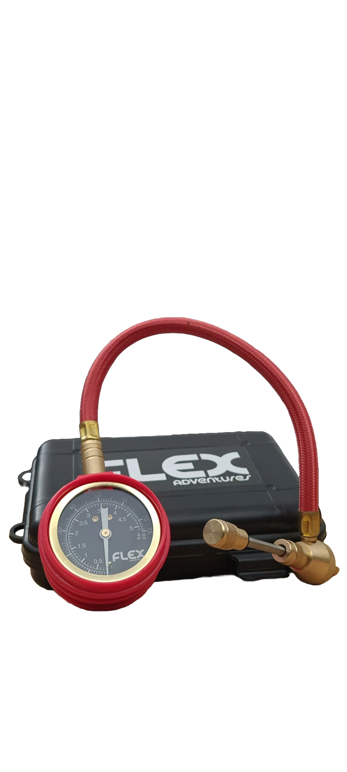 Flex tyre deflator with brass body and integrated pressure gauge