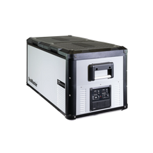 SnoMaster SMRV-75D 75L dual compartment fridge/freezer in black plastic with grey metal finish, photo 2