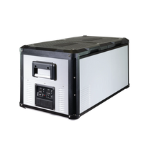 SnoMaster SMRV-75D 75L dual compartment fridge/freezer in black plastic with grey metal finish, photo 4