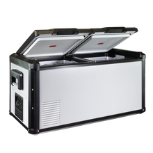 SnoMaster SMRV-90D 90L dual compartment fridge/freezer in silver with black trim, photo 2