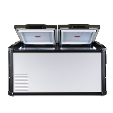 SnoMaster SMRV-90D 90L dual compartment fridge/freezer in silver with black trim, photo 3