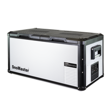 SnoMaster SMRV-90D 90L dual compartment fridge/freezer in silver with black trim, photo 6