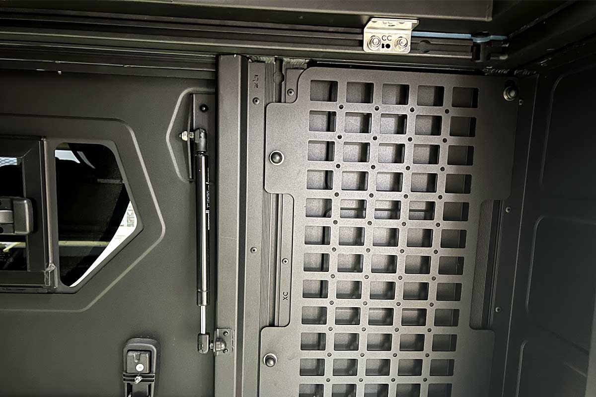 Alu-Cab ModCAP interior side filler Molle plate for an extra cab