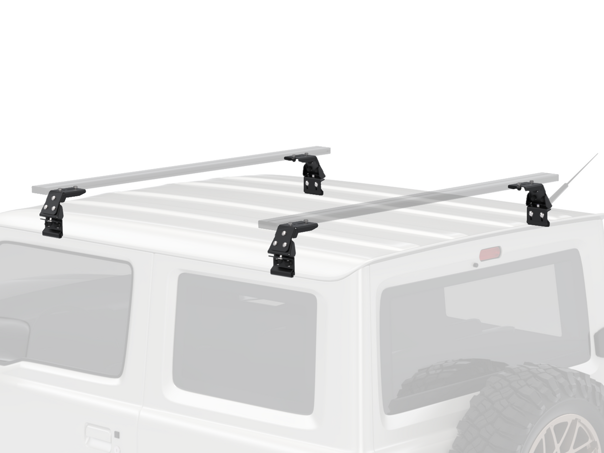 Alu-Cab Gutter Feet clamped onto a vehicle roof gutter