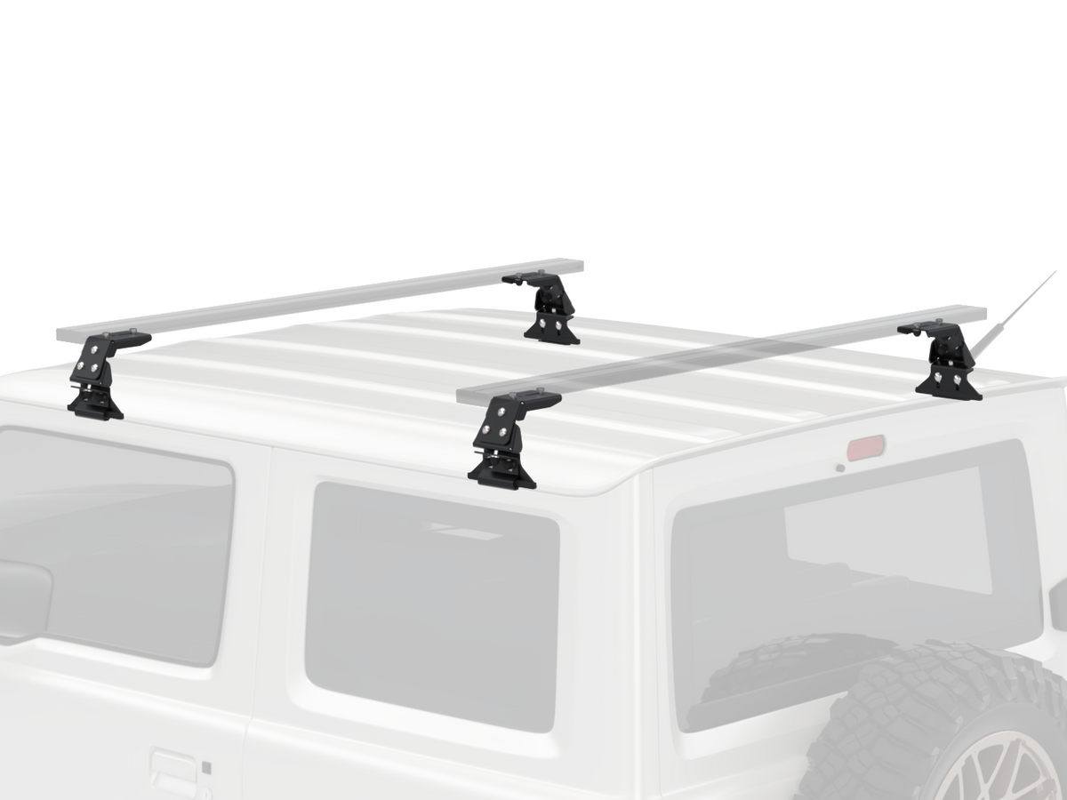 Alu-Cab Wide Gutter Feet clamped onto a vehicle gutter