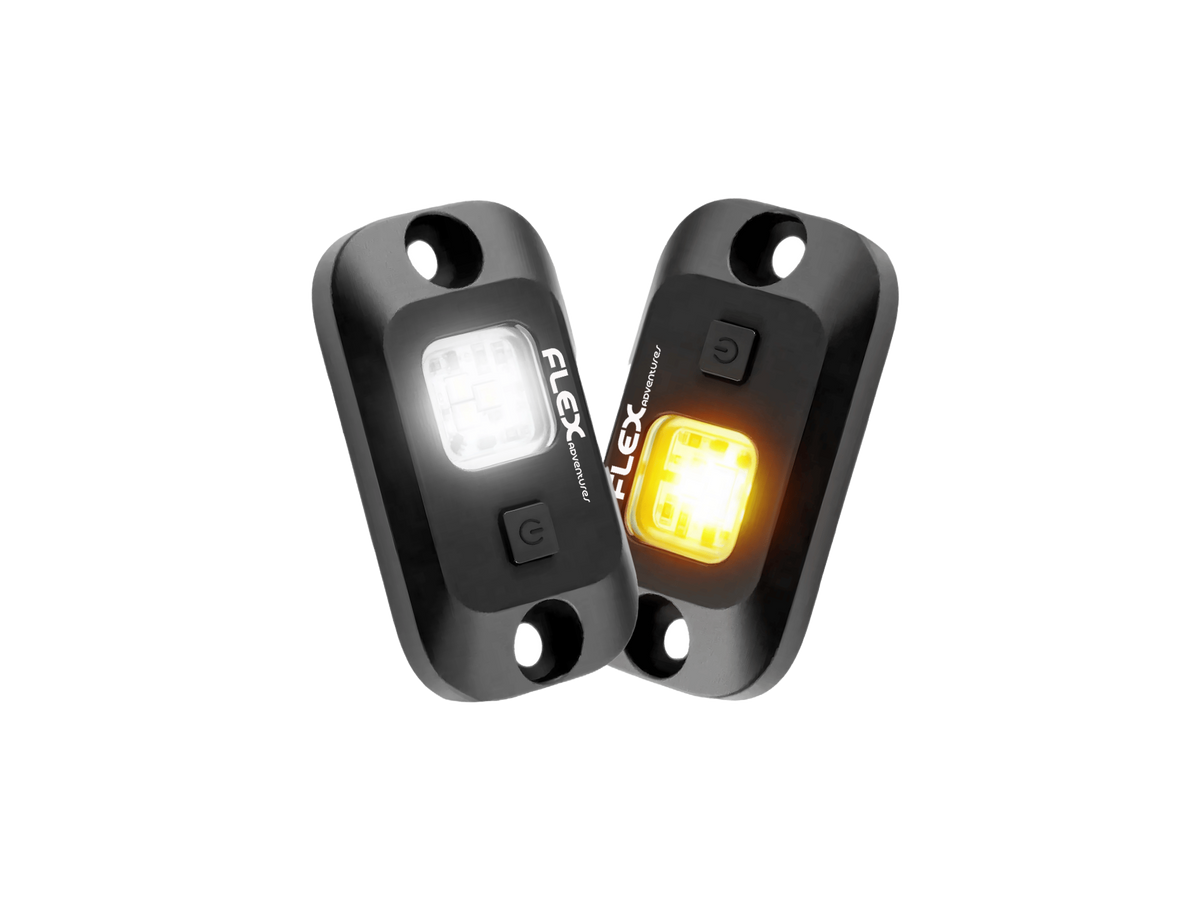 Flex 12V white and amber dual colour LED rock light with switch