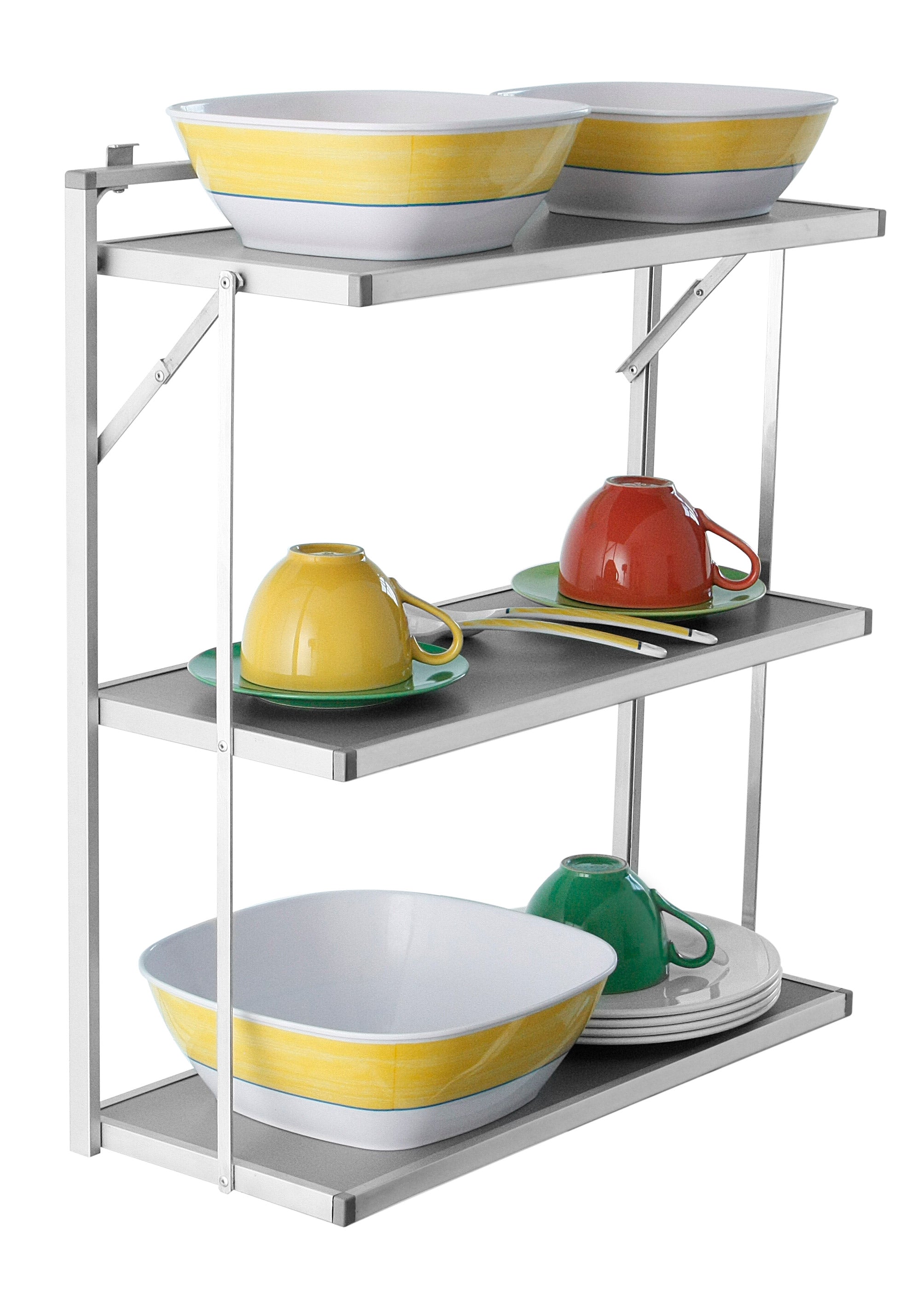 3-tier caravan hanging shelf with aluminium frame and PVC shelves — 4Matt Campers, Western Cape & Cape Town