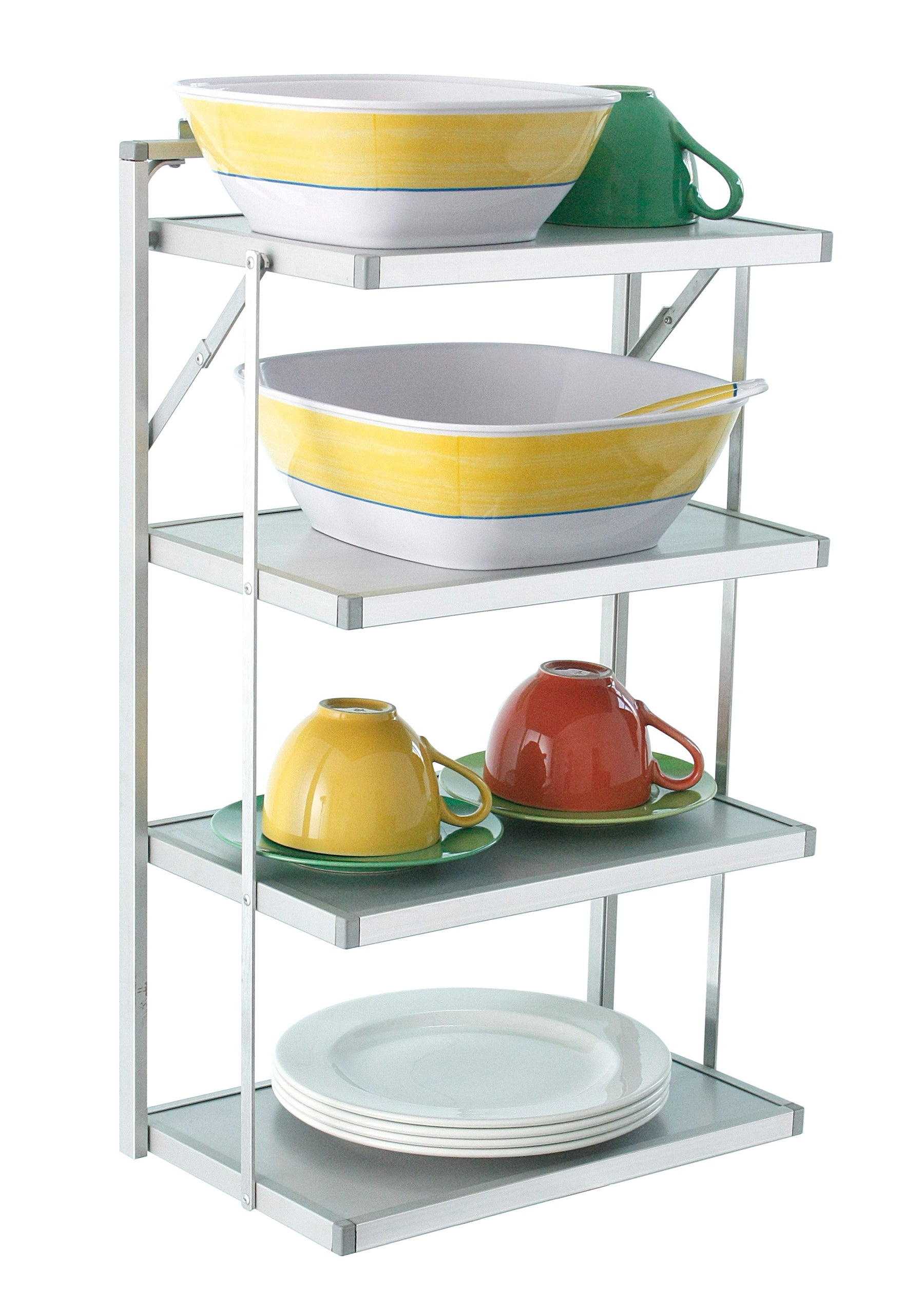 4-tier caravan hanging shelf with aluminium frame and PVC shelves — 4Matt Campers, Western Cape & Cape Town