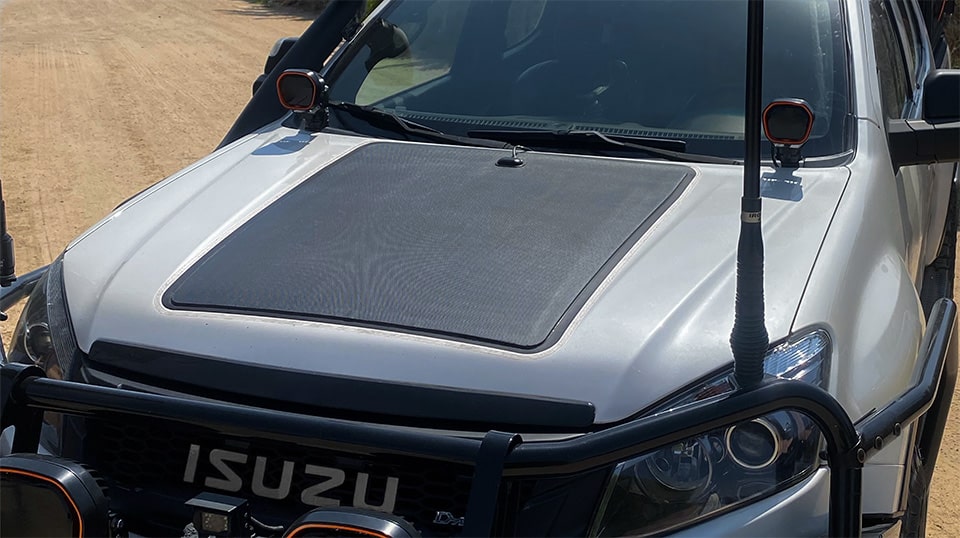Desert Isuzu D-Max (2012-2024) Hood Flexible Solar Panel 100W + Vinyl Decal