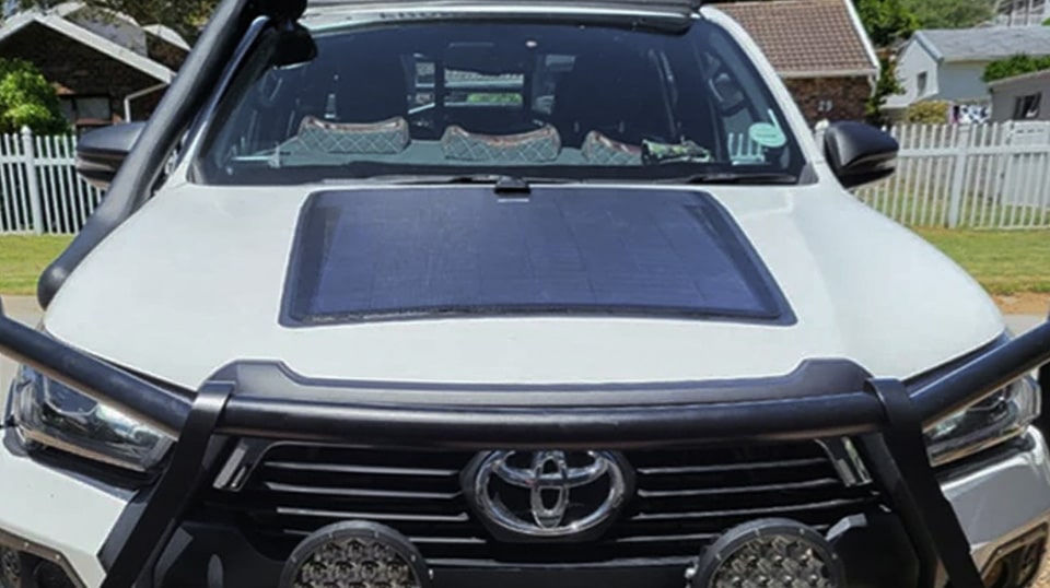 Desert Toyota Hilux 2016 — Present — Hood Flexible Solar Panel 110W + Vinyl Decal