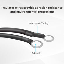 Renogy 2.4m 4AWG Battery to Charge Controller Tray Cable Set — heat-shrink tubing and 3/8 inch ring lugs