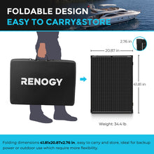 Renogy 200W solar suitcase folded for carrying and storage