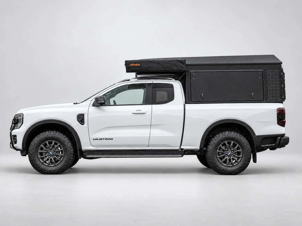 Alu-Cab Canopy Camper on a Ford Ranger extra cab, side view
