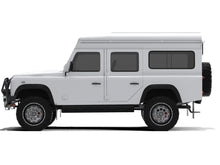 Alu-Cab Icarus roof conversion, white, side view on a Defender 110