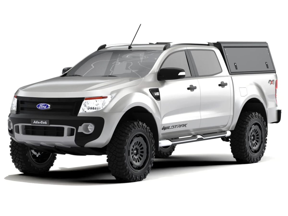 Alu-Cab Guard Canopy, Black Smooth, on Ford Ranger T6 double cab
