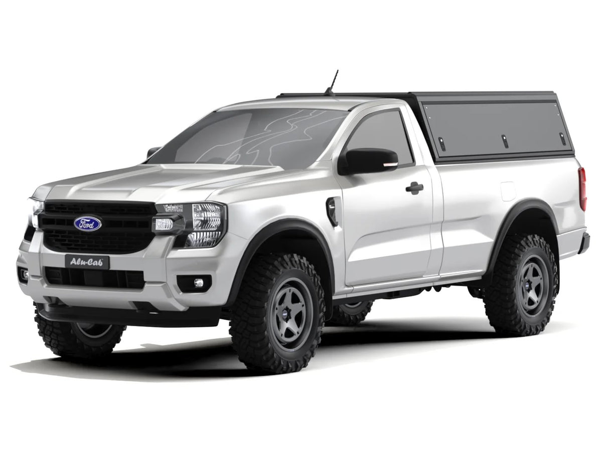 Alu-Cab single cab canopy, Black Smooth, on Ford Ranger 2022+ (T9) single cab