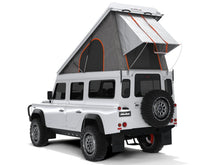 Alu-Cab Icarus roof conversion, white, open, rear three-quarter view