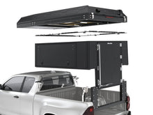 Alu-Cab ModCAP Camper tent filler and mount for extra cab, exploded view showing the mounting rails between tent and base
