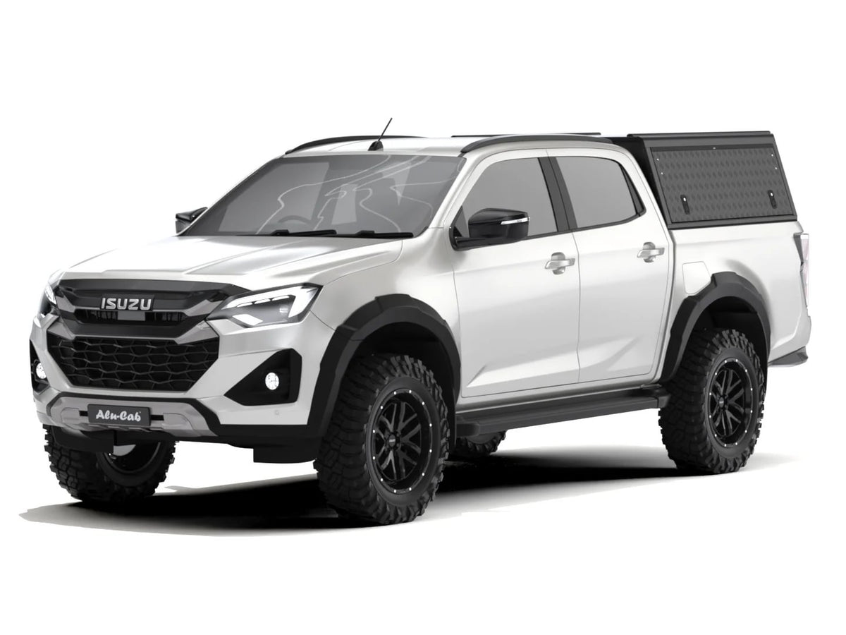 Alu-Cab Guard Canopy, Black Tread Plate, on Isuzu D-Max 2020+ double cab