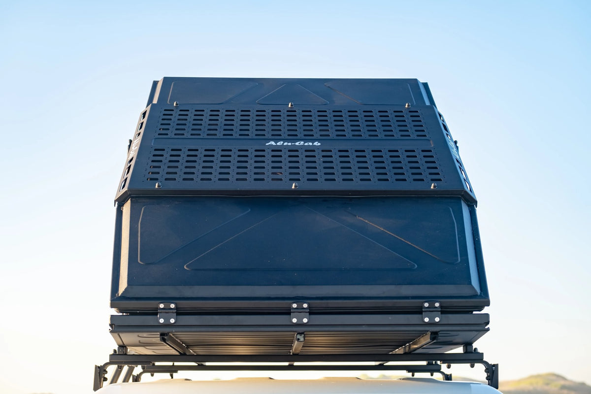 Alu-Cab LT-50 roof Molle plate on the tent lid, front view