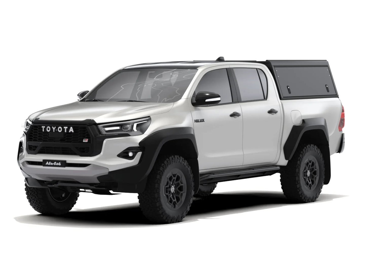 Alu-Cab Guard Canopy, Black Smooth, on Toyota Hilux Revo double cab