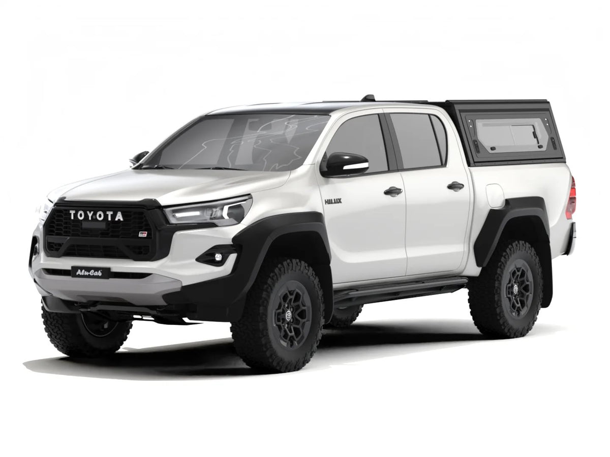 Alu-Cab Contour Canopy with side windows on Toyota Hilux Revo double cab