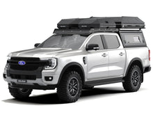 Alu-Cab Escape roof boxes on a Ford Ranger cab with RT-2S tent behind, front three-quarter render