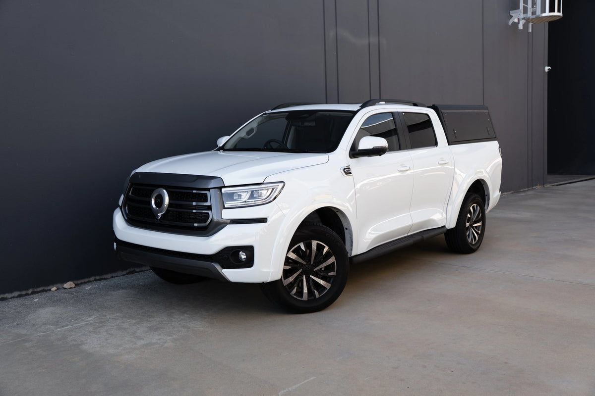 Alu-Cab Explorer Canopy, Black Smooth, on GWM P-Series double cab