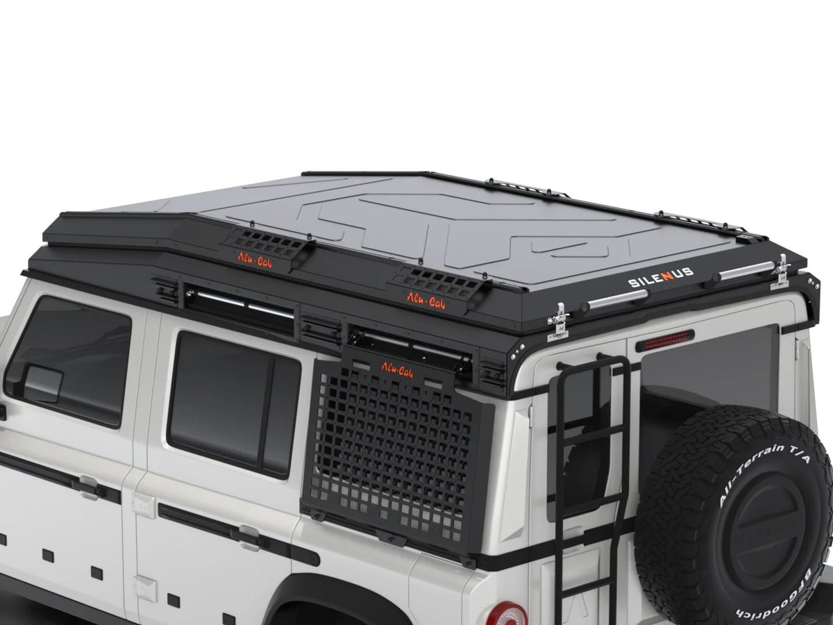 Alu-Cab INEOS Grenadier Exterior Molle Plate on the rear side window, render