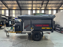 2022 Conqueror Comfort Recce off-road camping trailer – rooftop tent and awning set up with annex room