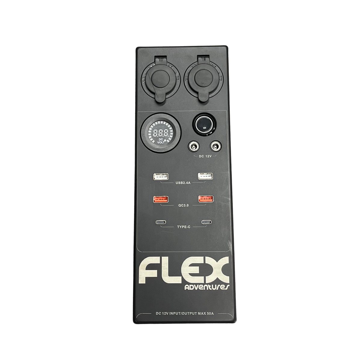Flex DC control box with Anderson, USB and cigarette ports