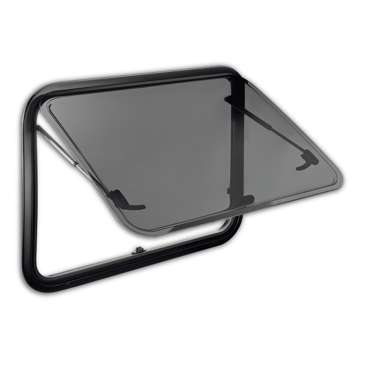 Dometic S7 1200x600 hinged caravan window with aluminium frame and tinted acrylic glazing — 4Matt Campers, Western Cape & Cape Town