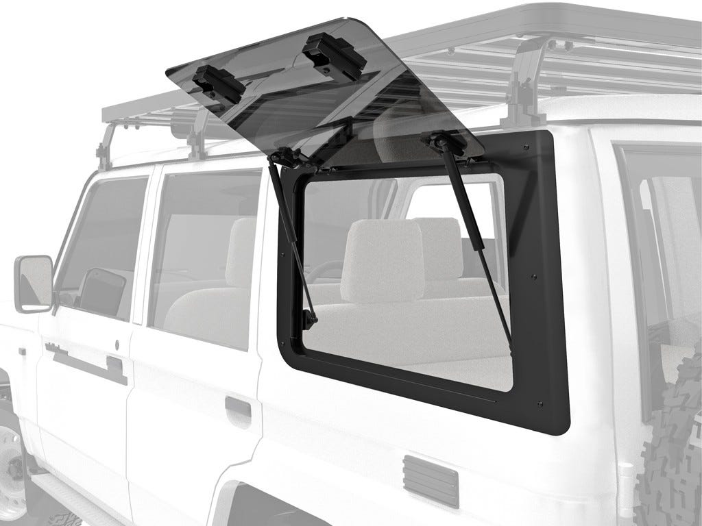 Front Runner Gullwing Window Left Hand Side Glass — Toyota Land Cruiser 76 — 4Matt Campers, Western Cape & Cape Town
