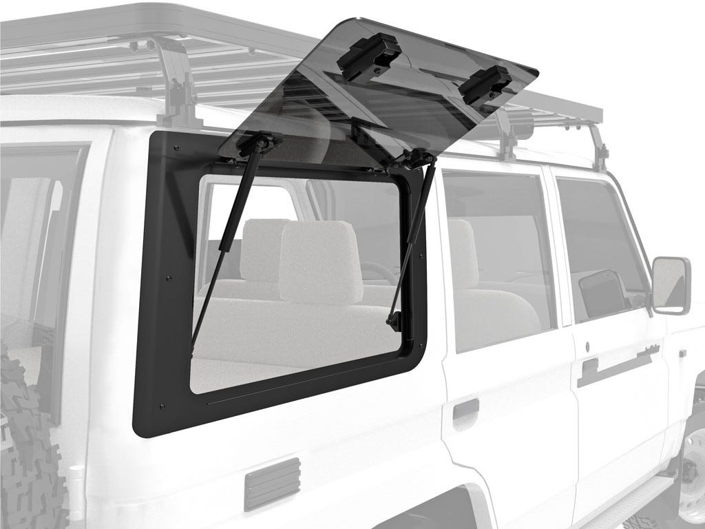 Front Runner Gullwing Window Right Hand Side Glass — Toyota Land Cruiser 76 — 4Matt Campers, Western Cape & Cape Town