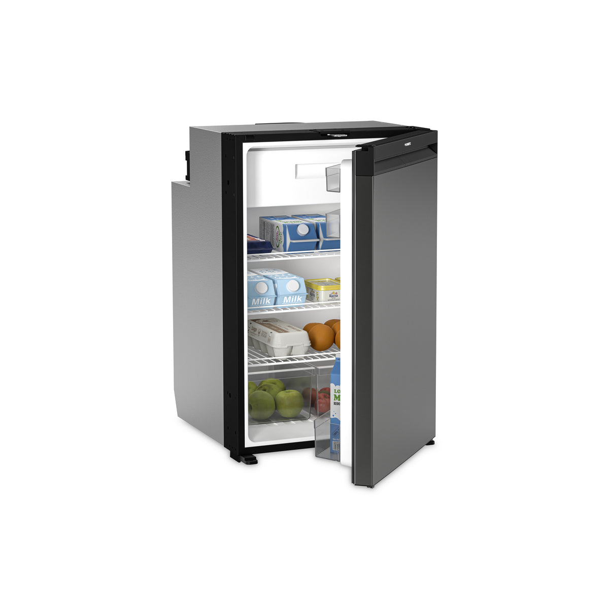 Dometic NRX 130C built-in compressor fridge-freezer with frameless dark silver door and full-width handle — 4Matt Campers, Western Cape & Cape Town