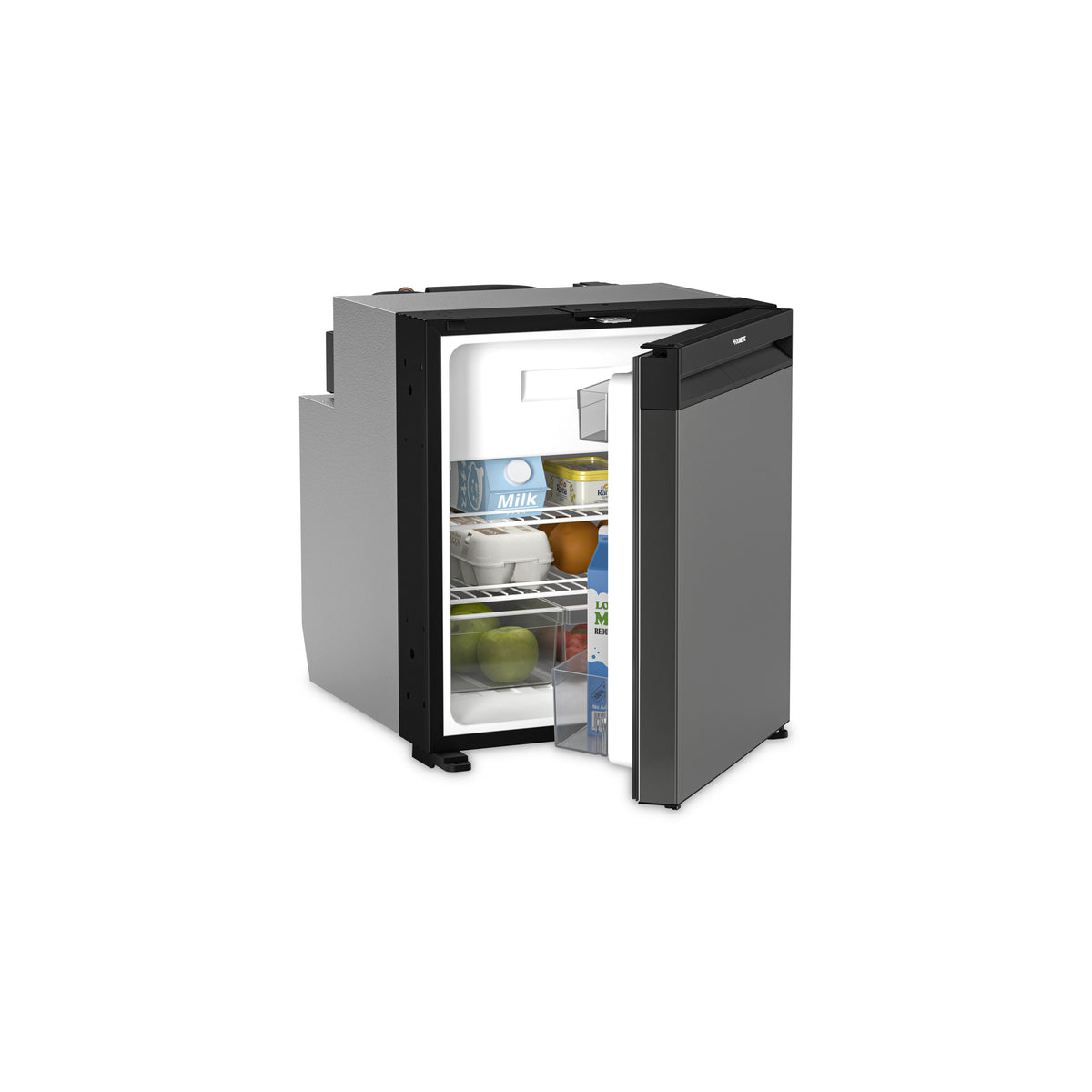 Dometic NRX 60C built-in compressor fridge-freezer with frameless dark silver door and full-width handle — 4Matt Campers, Western Cape & Cape Town
