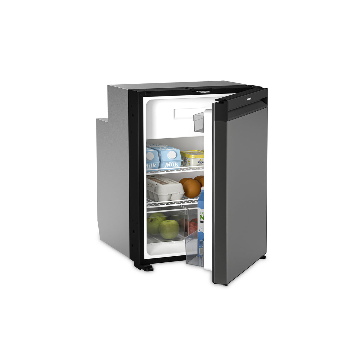 Dometic NRX 80C built-in compressor fridge-freezer with frameless dark silver door and full-width handle — 4Matt Campers, Western Cape & Cape Town