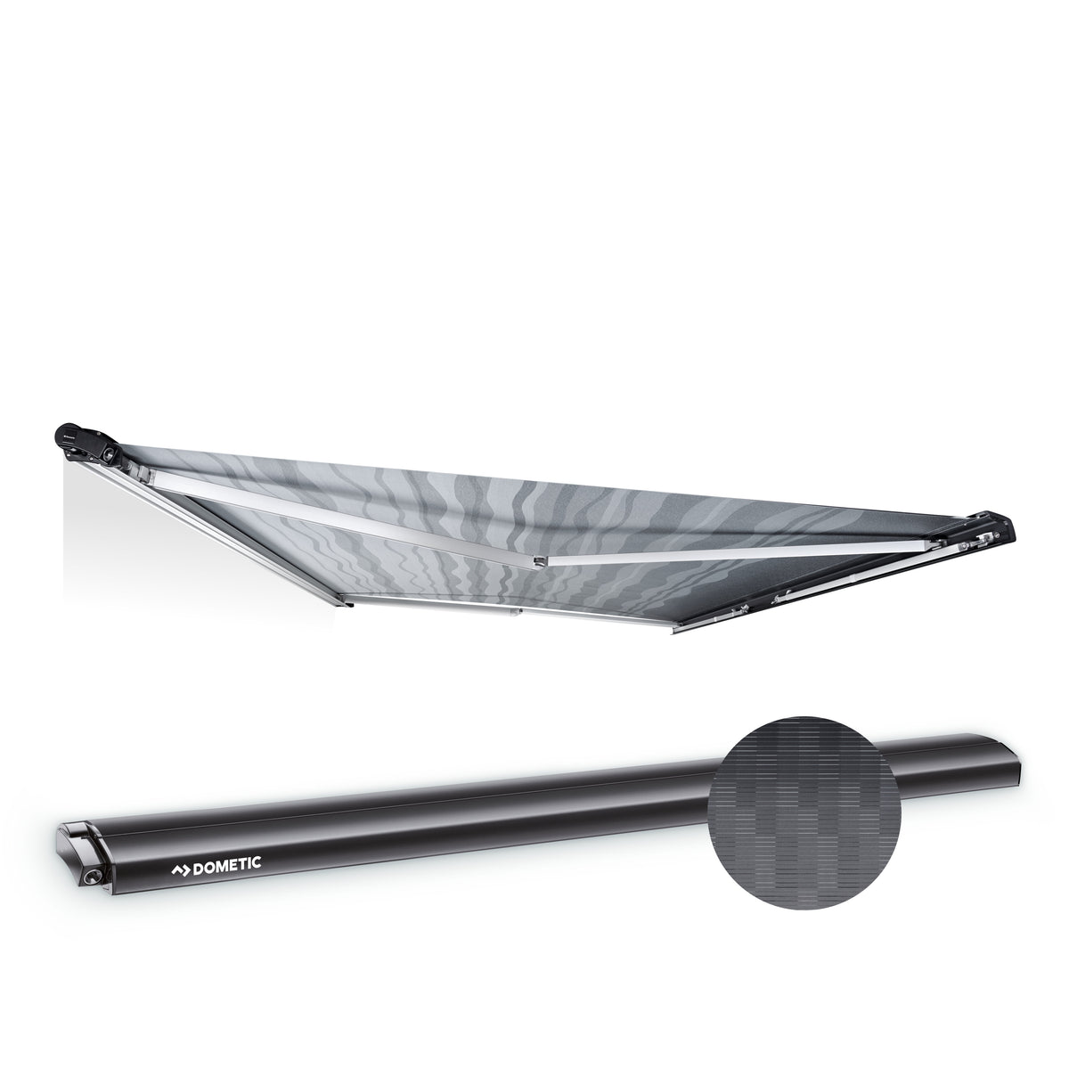 Dometic Perfect Roof PR2000 3.25m Black-Grey roof-mounted awning product photo — 4Matt Campers, Western Cape & Cape Town
