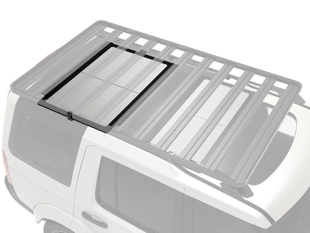 Front Runner Pro Stainless Steel Camp Table Kit mounted under a Slimline II roof rack